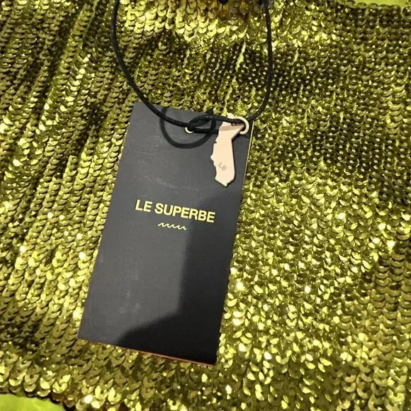 LE SUPERBE Lila Sequin Cami in Green Size XS - Picture 3 of 13